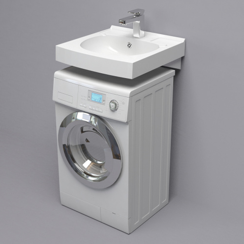 Раковина из искусственного мрамора Altasan KOMPAKT UPP50s 50х50 над стиральной машиной цвет белый 1 отверстие под смеситель - фото 2