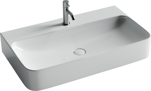 Раковина из сантехнического фарфора Ceramica Nova AURA CN2006 80х47 подвесная цвет белый 1 отверстие под смеситель - фото 2