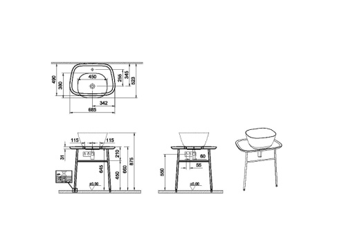 Консоль под раковину Vitra Plural 62561 69х49х66 напольная цвет белый матовый - фото 3