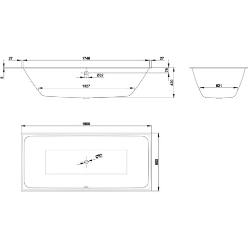 Ванна стальная Bette Loft 3172-000 180х80 встраиваемая прямоугольная без ножек - фото 2