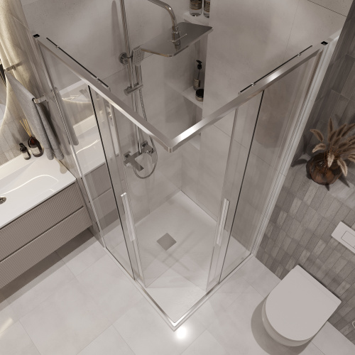 Душевой уголок Niagara Nova NG-6622-34 80х80 стекло прозрачное профиль хром глянцевый без поддона - фото 5