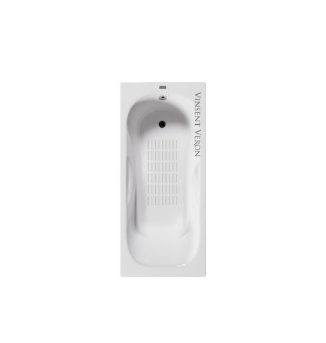 Ванна чугунная Vinsent Veron Aura VAU1808045H/VH0015CH-AS 180х80 пристенная прямоугольная с ножками с ручками