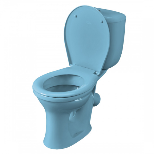 Унитаз-компакт напольный с бачком Santeri Виктория 1P3016S0600BF голубой с сиденьем каскадный смыв - фото 5