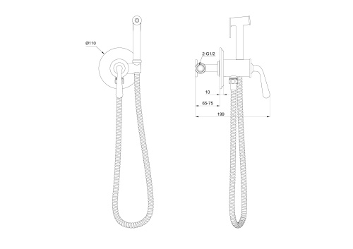 Гигиенический душ со смесителем Wonzon & Woghand Steam WW-88829008-BGM графит - фото 2