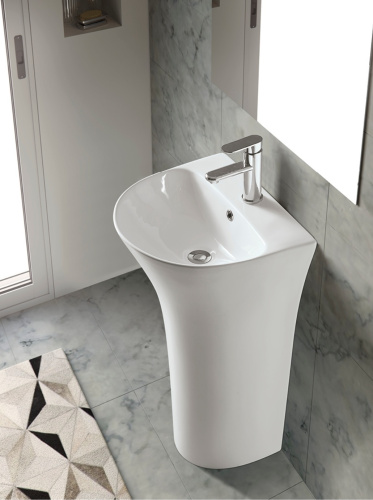 Раковина из сантехнического фарфора Cerutti SPA CT7832 48х42 напольная цвет белый 1 отверстие под смеситель - фото 5