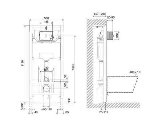 Инсталляция + кнопка смыва для подвесного унитаза Oli OLI 120 ECO 879236mSL00 - фото 2