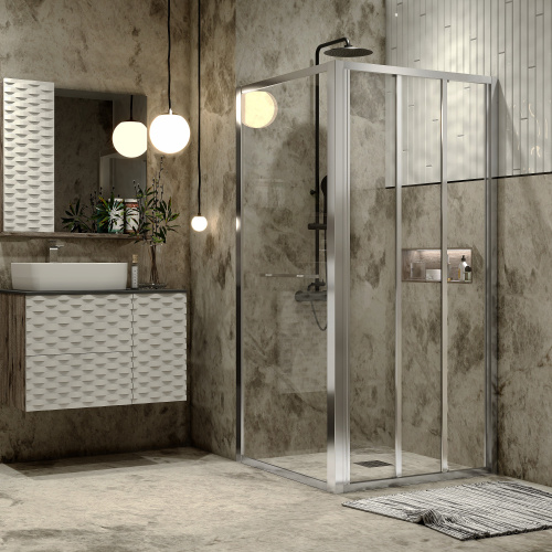 Душевой уголок Grossman Alba GR-9090Al1 90х90 стекло прозрачное профиль хром глянцевый без поддона - фото 2