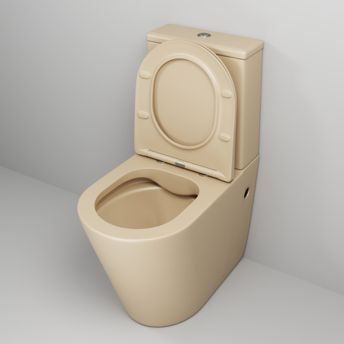 Унитаз напольный с бачком Grossman Color GR-4480BEMS бежевый матовый с сиденьем безободковый каскадный смыв - фото 4