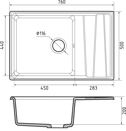 Кухонная мойка Granfest Level LV-760L терракот 76х50 цвет коричневый поверхность матовая - фото 3