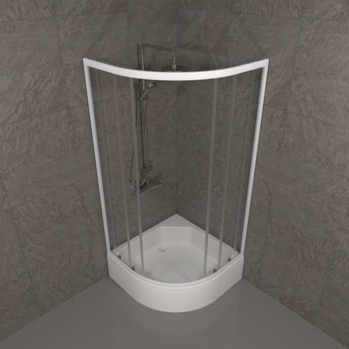 Душевой уголок Тритон Ультра Щ0000061812 90х90 стекло прозрачное профиль белый с поддоном - фото 4