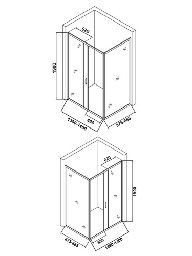 Душевой уголок Orange E23-14090TB 140х88,59 стекло прозрачное профиль черный без поддона - фото 5