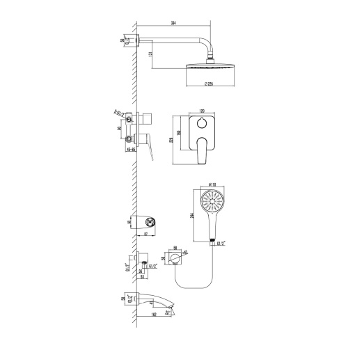 Душевая система LeMark Bronx LM3722BL встраиваемая в стену - фото 2