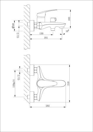 Смеситель для ванны LeMark Linara LM0414C настенный хром