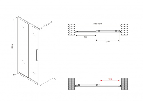 Душевая дверь Abber Schwarzer Diamant AG30150MH 150х195 стекло матовое профиль хром глянцевый - фото 5