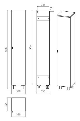 Шкаф-пенал Misty Дива П-Див05035-013ПрП 35х34х190 напольный цвет белый - фото 4