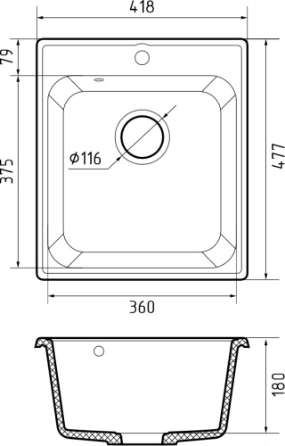 Кухонная мойка Granfest Quarz 17 темно-серый 48х42 цвет темно-серый поверхность матовая - фото 3