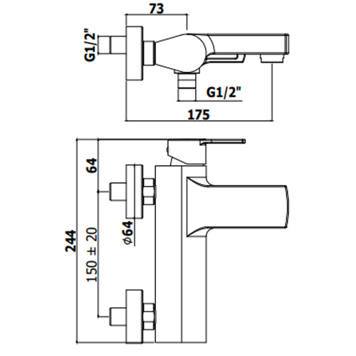 Смеситель для ванны Paffoni Ringo RIN023BO настенный белый - фото 2
