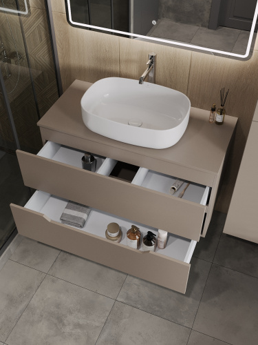 Тумба с раковиной Orange Line Li-100TuLMDF+B07-540W 101х46х69 - фото 4