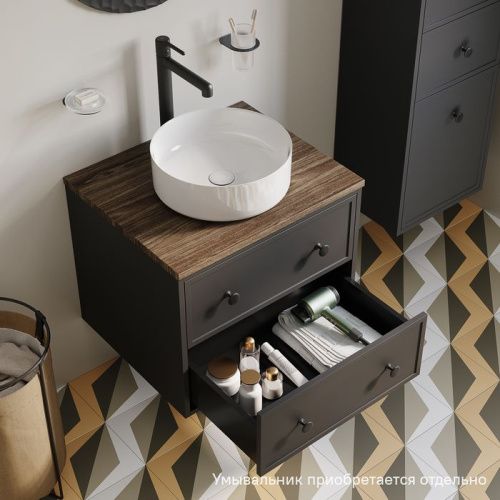 Тумба под раковину IDDIS Torr TOR60DMi95K 60х51х50 подвесная цвет темно-серый - фото 5