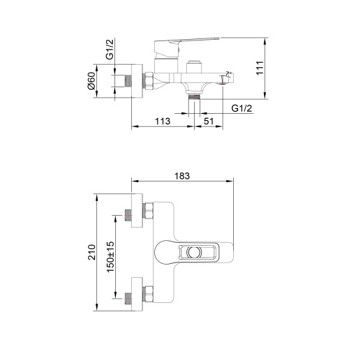 Смеситель для ванны Tokito KOBE TOK-KOB-1014 настенный вороненая сталь - фото 5