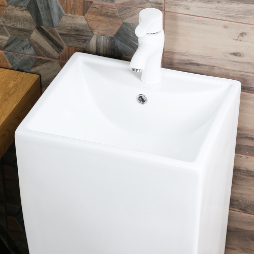 Раковина из сантехнического фарфора Melana B143-805 48х43 напольная цвет белый 1 отверстие под смеситель - фото 2