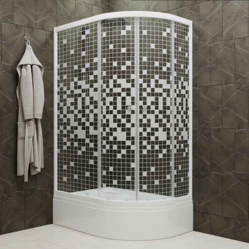 Душевой уголок Тритон Коралл Щ0000061782 120х80 стекло прозраное с узором профиль белый с поддоном - фото 4