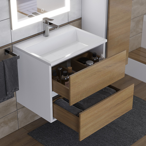 Раковина из литьевого мрамора Uperwood Barsa 2911120345 60х45 полувстраиваемая цвет белый - фото 3