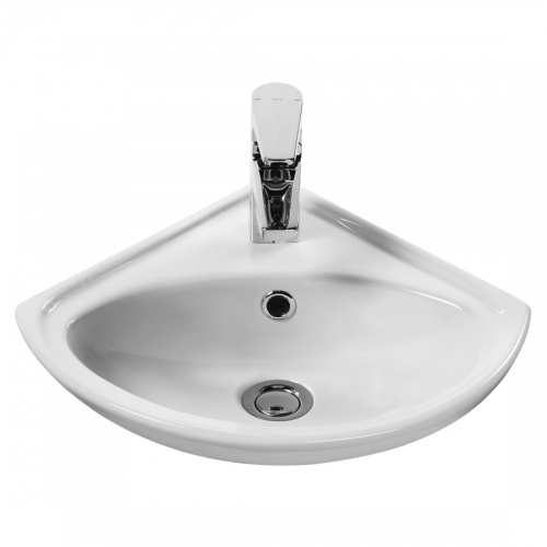 Раковина из сантехнического фарфора Santek Ирис 1WH110514 41х36 подвесная цвет белый 1 отверстие под смеситель - фото 2