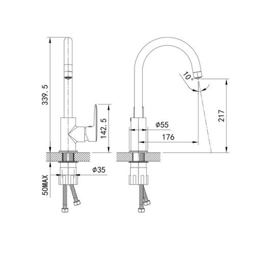 Смеситель для кухни IDDIS Cuba CUBBLFJi05 на мойку черный - фото 4