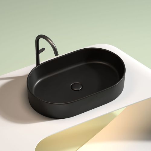 Раковина из сантехнического фарфора Ceramica Nova ELEMENT CN6048MB 60х40 накладная цвет черный - фото 2