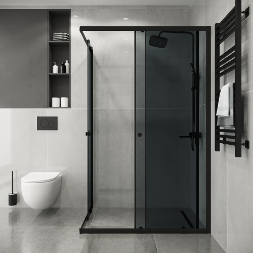 Душевой уголок Niagara Eco NG-1018-14QT 98х78 стекло тонированное профиль черный матовый без поддона - фото 4