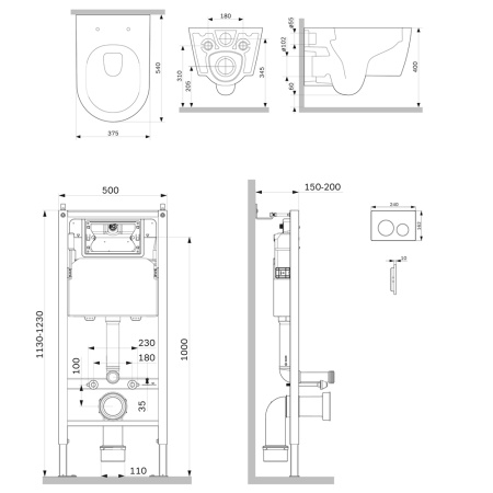 Комплект унитаз с инсталляцией с клавишей смыва Am.Pm Func IS90151.8F1701