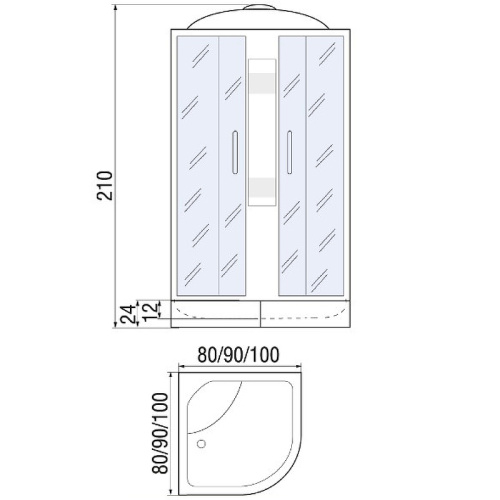 Душевая кабина River NARA 100/24 MT (10000001355) 100х100 четверть круга с крышей ориентация универсальная - фото 4