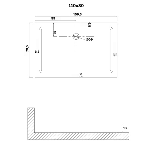 Душевой поддон Niagara Eco NG-P1180-14Q 110х80 ABS-пластик белый с ножками - фото 2