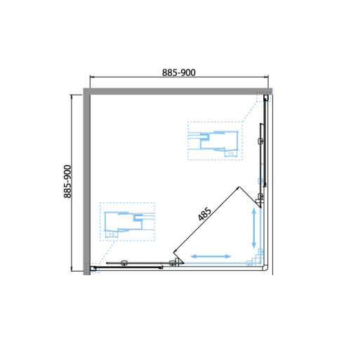 Душевой уголок BelBagno DUE DUE-A-2-90-P-Cr 90х90 стекло рифленое профиль хром глянцевый без поддона - фото 2