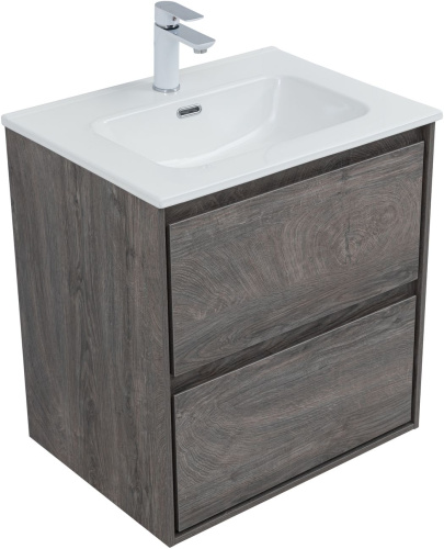 Тумба под раковину Aquanet Милан 00336372 60х45х64 подвесная цвет темное дерево - фото 4