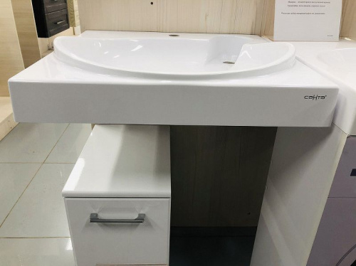 Раковина из искусственного камня СанТа Сатурн 900126 60х55 над стиральной машиной цвет белый - фото 5