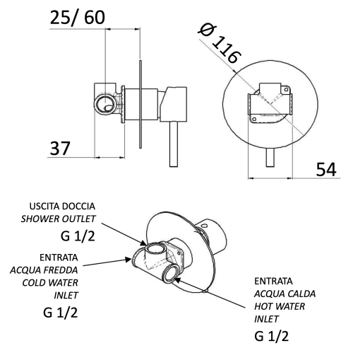 Смеситель для душа Mariani Next B14179NS встраиваемый в стену черный - фото 5