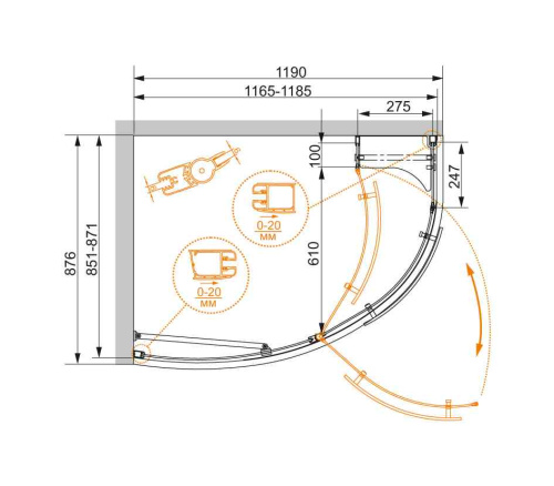 Душевой уголок Cezares ELENA ELENA-W-RH-1-120/90-C-Cr-L 120х90 стекло прозрачное профиль хром глянцевый без поддона - фото 2