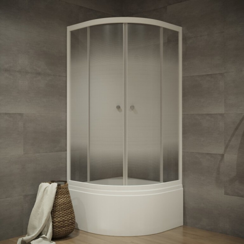 Душевой уголок Тритон Лайт Щ0000061801 90х90 стекло прозрачное с узором профиль белый с поддоном - фото 3