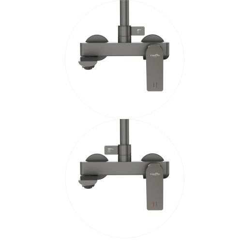 Душевая стойка Tokito Rain TOK-RAI-1017GM настенная цвет вороненая сталь - фото 3