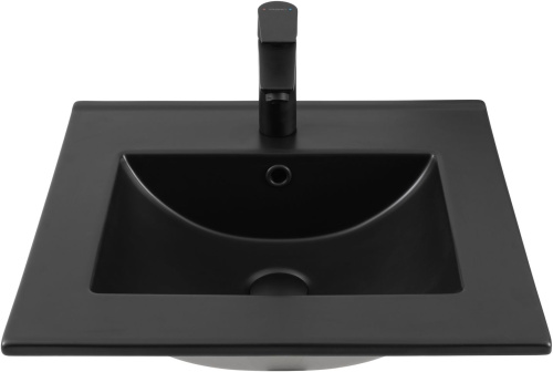 Раковина керамическая Aquanet Flat 00329252 52х42 полувстраиваемая цвет черный 1 отверстие под смеситель - фото 3