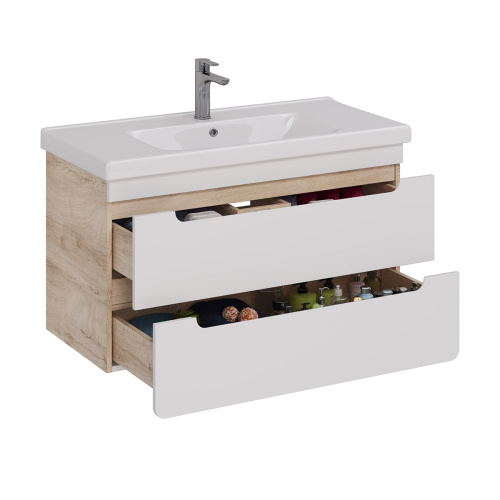 Тумба под раковину LeMark Olivia LM08OL100T 96х45х54 подвесная цвет белый - фото 2