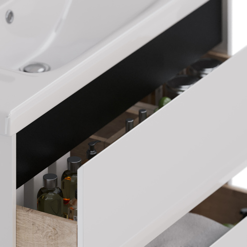 Тумба под раковину LeMark Combi LM03C100T-black 96х45х65 напольная/подвесная цвет белый/черный - фото 4