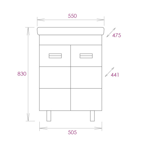 Тумба под раковину Onika Балтика 105521 51х44х67 напольная - фото 3