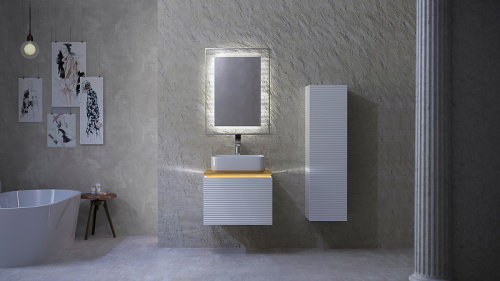 Шкаф-пенал Jorno KARAT Kar.04.130/P/W 33х32х130 подвесной цвет белый - фото 4