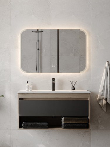 Раковина из сантехнического фарфора Teymi Ritta T51007 101х47 встраиваемая цвет белый 1 отверстие под смеситель - фото 4