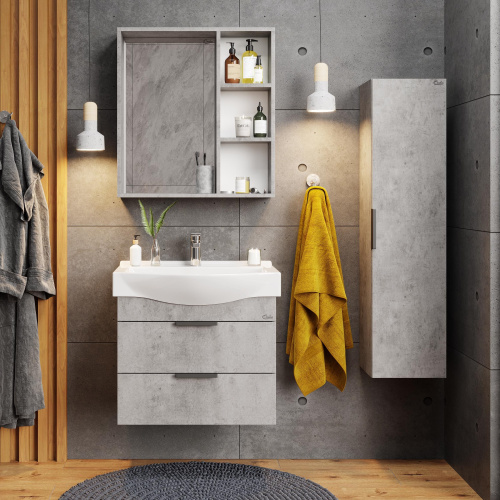 Зеркало-шкаф Onika Девис 206542 65х15х70 подвесной цвет серый - фото 4