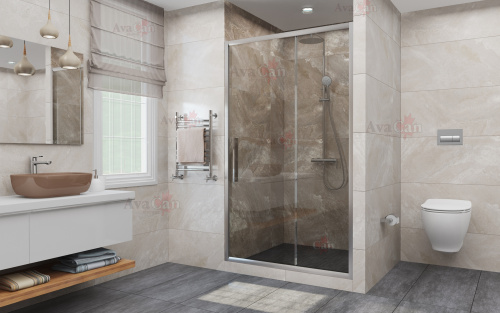 Душевая дверь AvaCan FC120 140х195 стекло прозрачное профиль хром глянцевый - фото 3