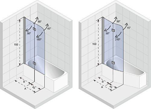 Душевая шторка на ванну Riho NOVIK G003040120 89х150 стекло прозрачное профиль хром глянцевый ориентация универсальная - фото 2